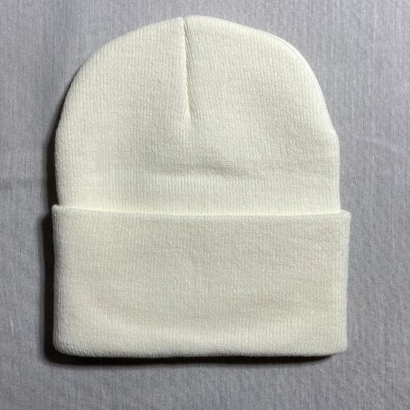 New Carhartt Cuffed Off-White / Cream Knit Beanie Hat 100% Acrylic A18 Knitted - Picture 2 of 4